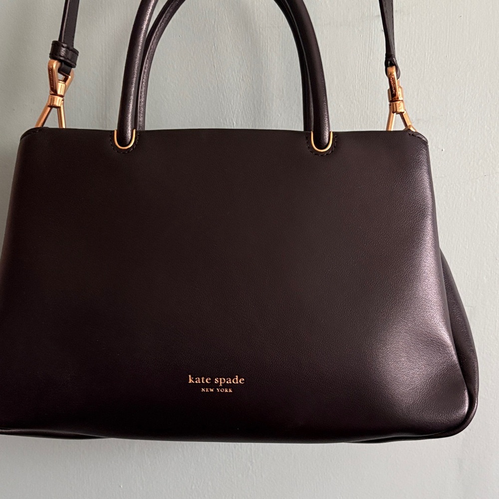 kate spade Black Leather Satchel with Gold Hardware